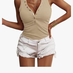 Womens v neck tank top, beige